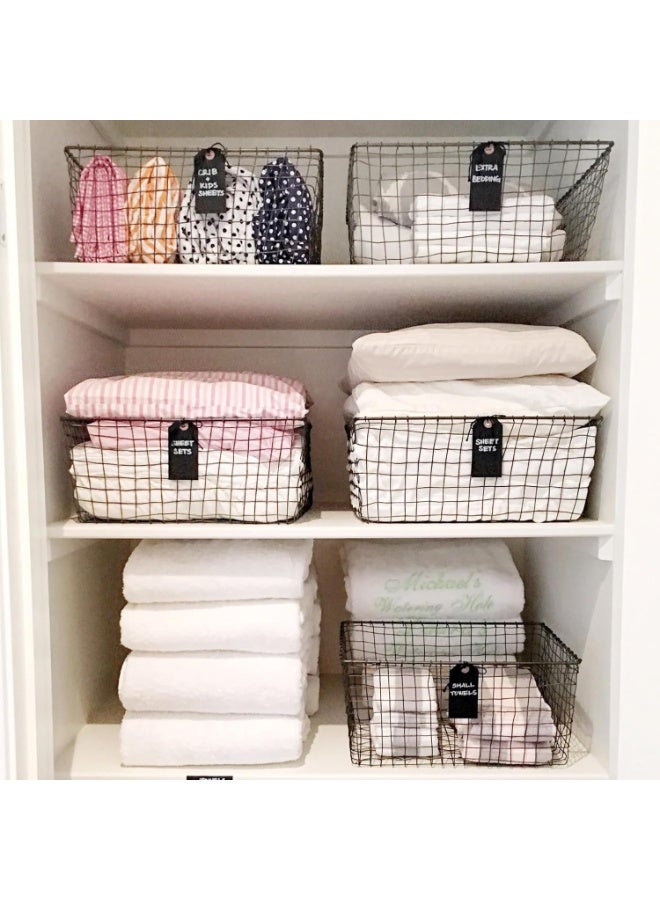 fantasize 20 Pieces Mini Chalkboard Tags Wooden Stocking Name Tags Double Sided Erasable Hanging Board Labels with String Twine for Kids DIY Craft Supplies Baskets Storage Bins Price Tag Supplies (Black) - Image 4